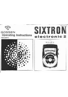 Gossen Sixtron electronic 2 manual. Camera Instructions.